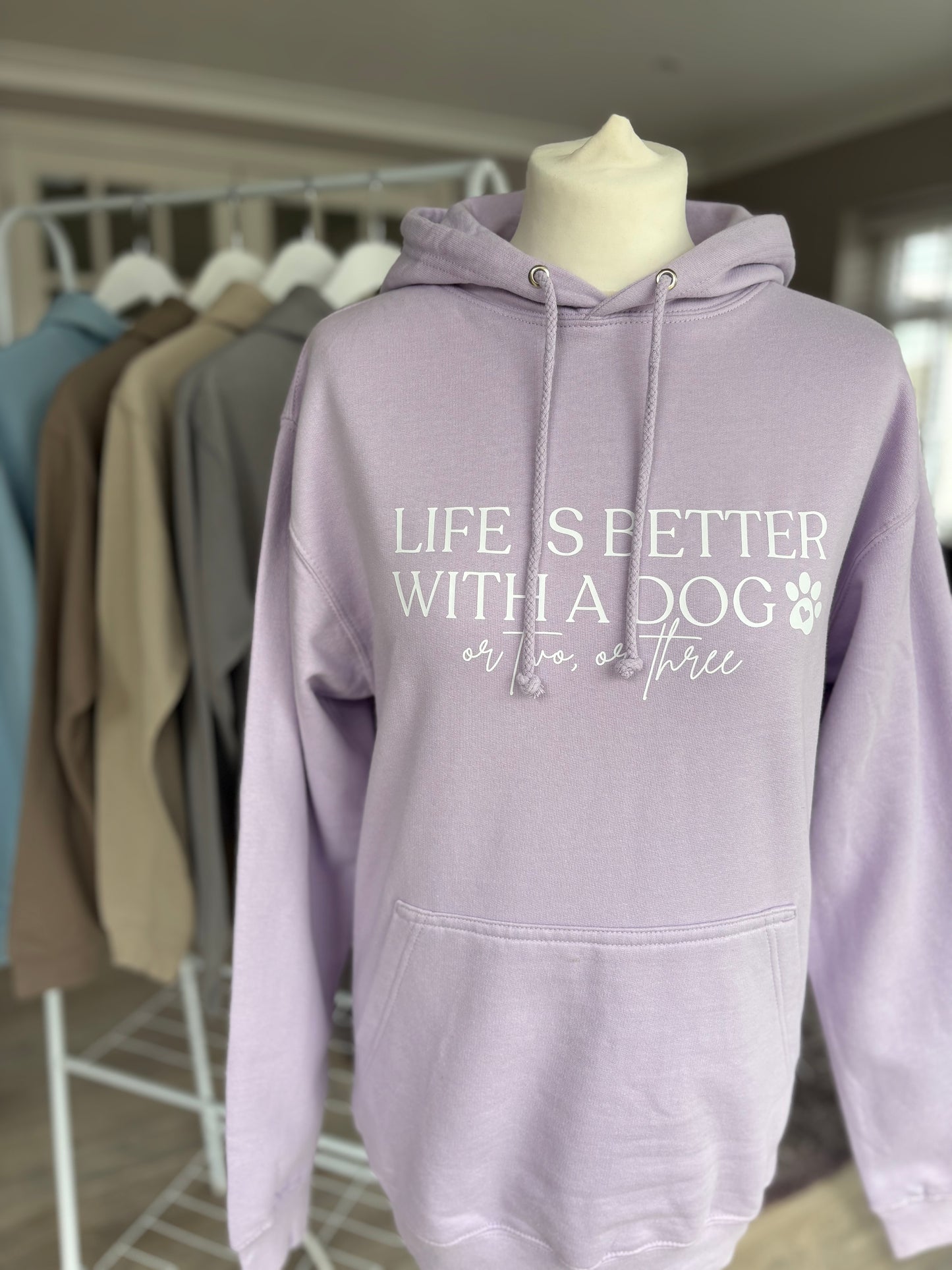 Lilac Life is Better With A Dog Printed Hoodie