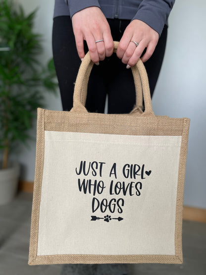 Just A Girl Who Loves Dogs Small Jute Bag