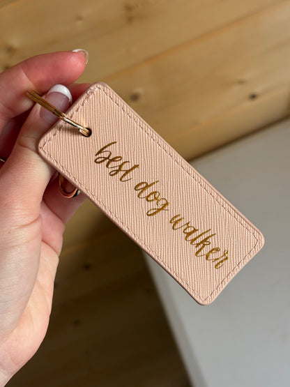 Leather Look Dog Mum Keyring